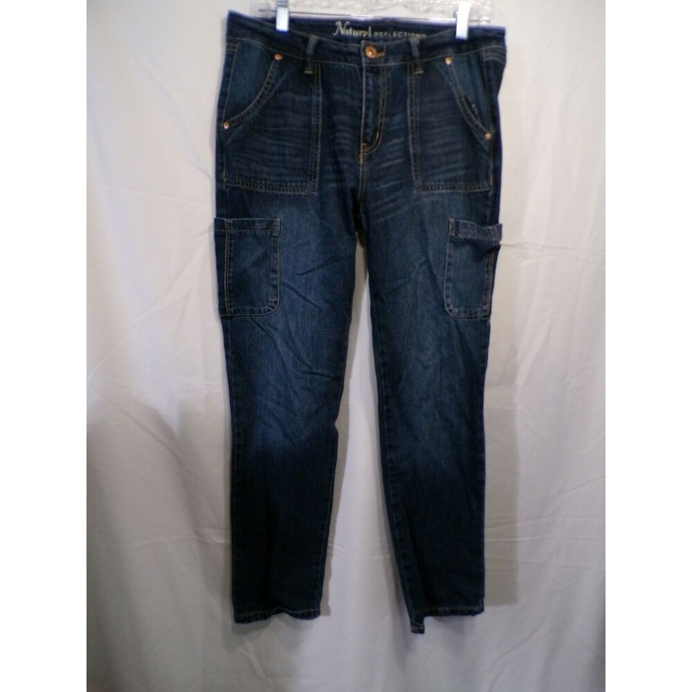 Natural Reflections Men's Dark Wash Utility Cargo Jeans Size 8 Straight